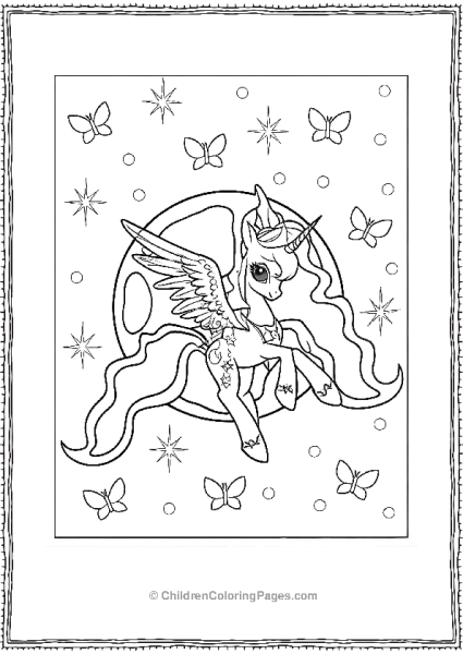 Princess Luna With Butterflies And Stars Free PDF Printable