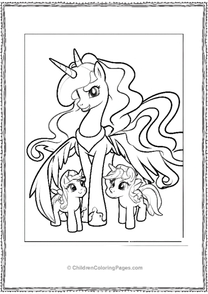 Princess Luna With Two Ponies Free PDF Printable