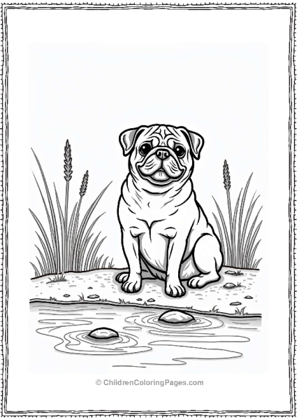 Pug By The Stream Free PDF Printable