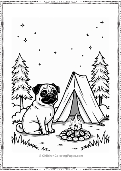 Pug Camping In The Woods Free PDF Printable