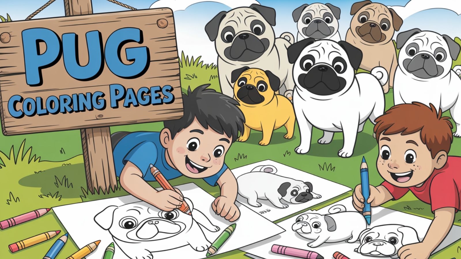 Pug Coloring Pages – Free PDF Printables 🐾🐶🦴