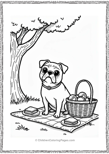 Pug Dog At A Picnic Free PDF Printable
