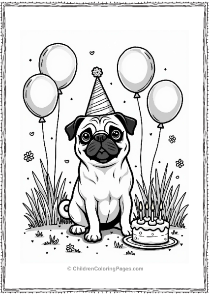 Pug Dog Birthday Celebration Free PDF Printable