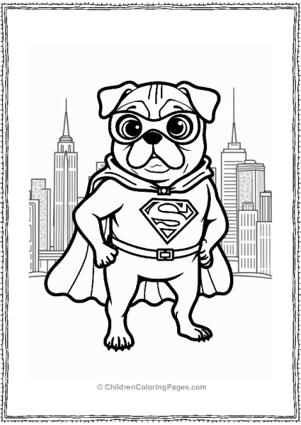 Pug Dog In Superhero Cape Free PDF Printable