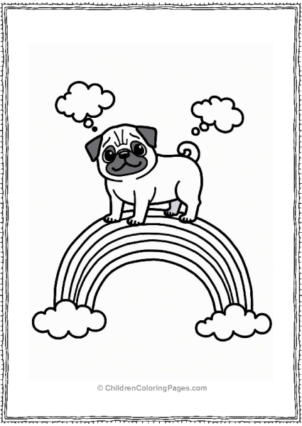 Pug Dreaming On A Rainbow Free PDF Printable