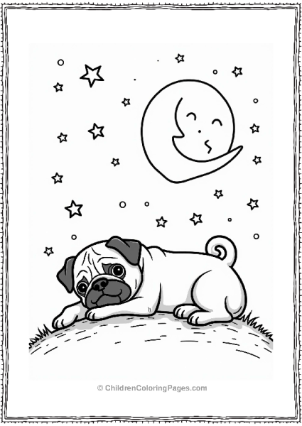 Pug Dreaming Under A Starry Sky Free PDF Printable