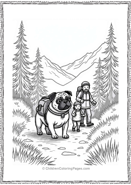 Pug Family Hiking Adventure Free PDF Printable