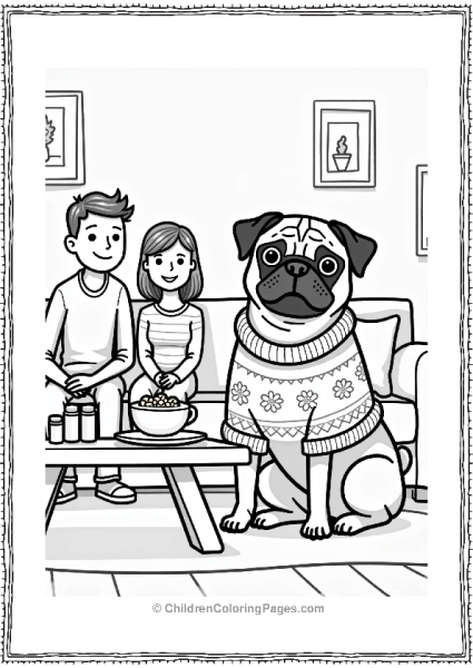 Pug In A Cozy Sweater Free PDF Printable