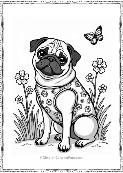 Pug In A Floral Dress Free PDF Printable