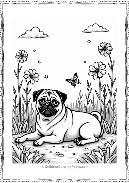 Pug In A Garden Of Dreams Free PDF Printable