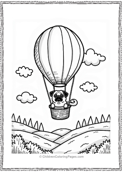 Pug In A Hot Air Balloon Free PDF Printable