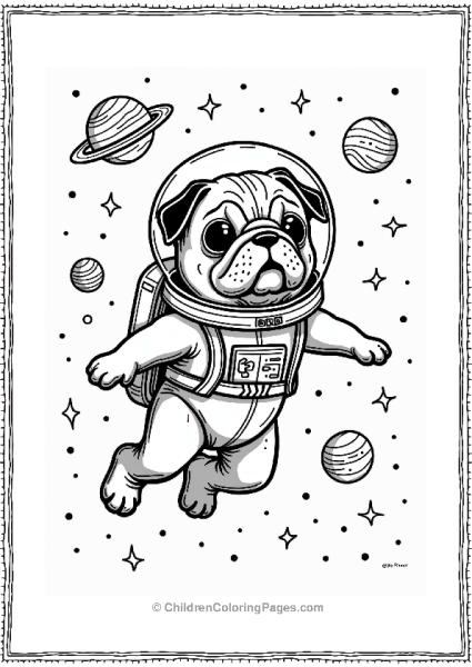 Pug In A Space Suit Among Stars Free PDF Printable