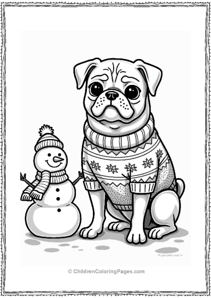 Pug In A Winter Sweater Free PDF Printable