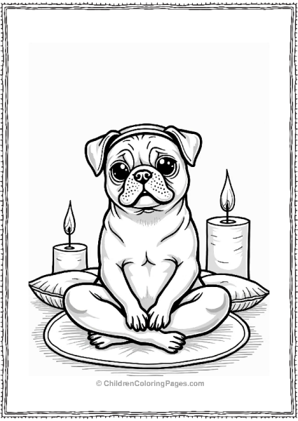 Pug In Lotus Pose With Candles Free PDF Printable