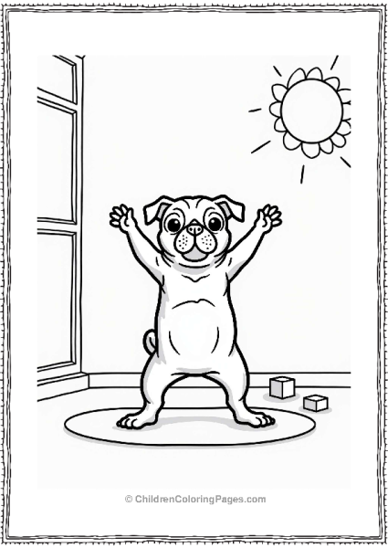 Pug In Warrior Pose With Yoga Props Free PDF Printable