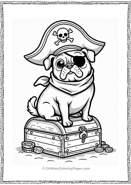 Pug Pirate On A Treasure Chest Free PDF Printable