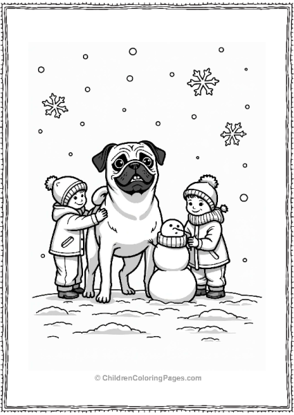 Pug Playing In The Snow Free PDF Printable