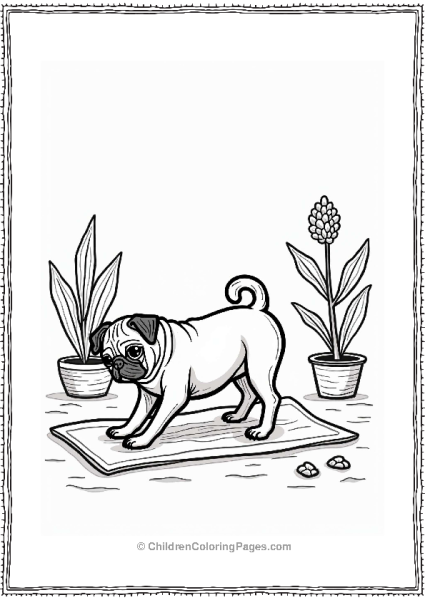 Pug Stretching In Downward Dog Pose Free PDF Printable