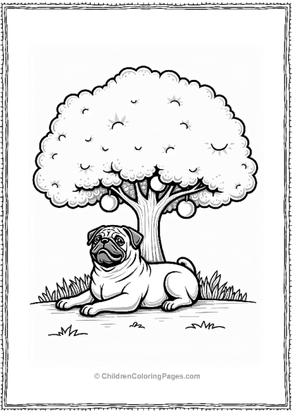Pug Under A Tree Free PDF Printable
