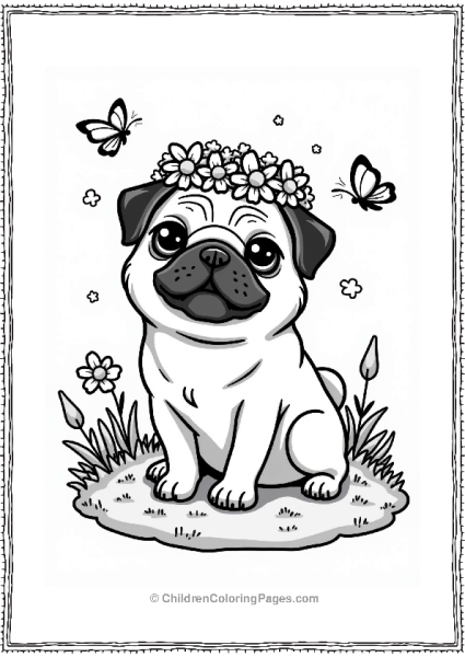 Pug With A Flower Crown Free PDF Printable