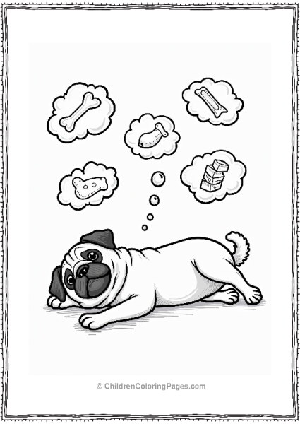 Pug With Dream Bubbles Free PDF Printable