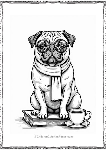 Pug With Glasses And Scarf Free PDF Printable