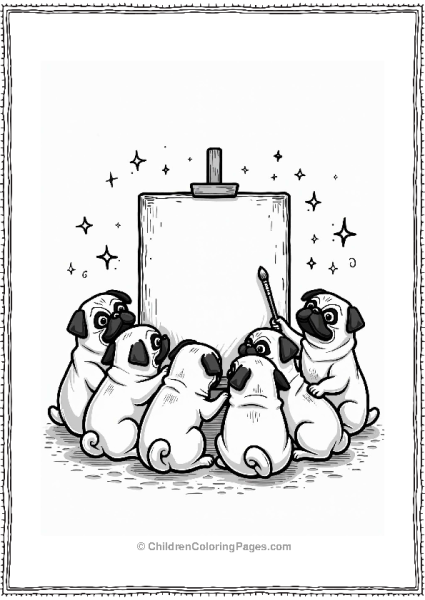 Pugs Creating Art Together Free PDF Printable