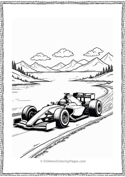 Race Car By A Serene Lake Free PDF Printable