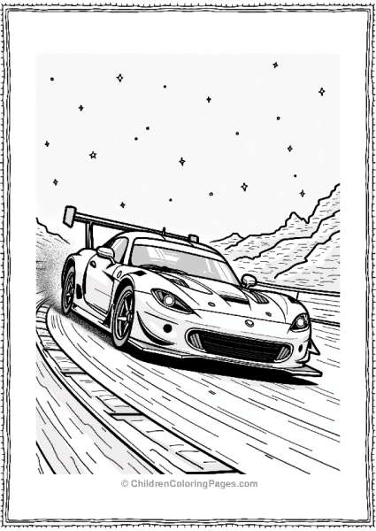 Race Car Drifting Under Starry Sky Free PDF Printable