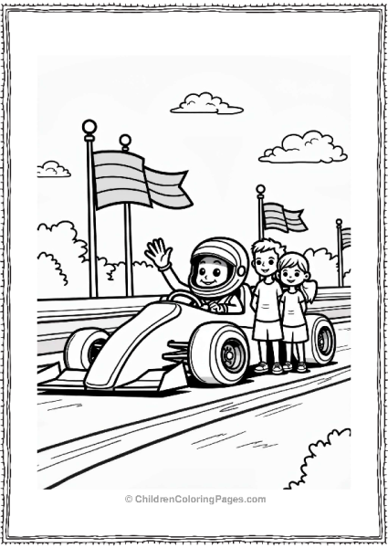 Race Car Driver Waving To Family Free PDF Printable