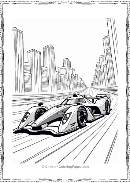 Race Car In A Neon City Free PDF Printable