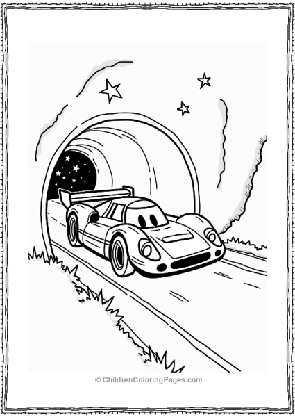 Race Car In A Starry Tunnel Free PDF Printable