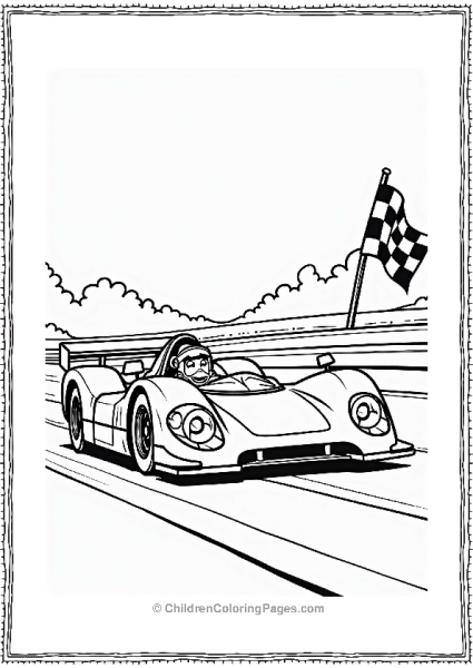 Race Car In Action On The Track Free PDF Printable