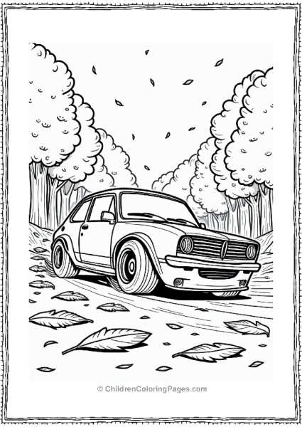 Race Car In An Autumn Forest Free PDF Printable