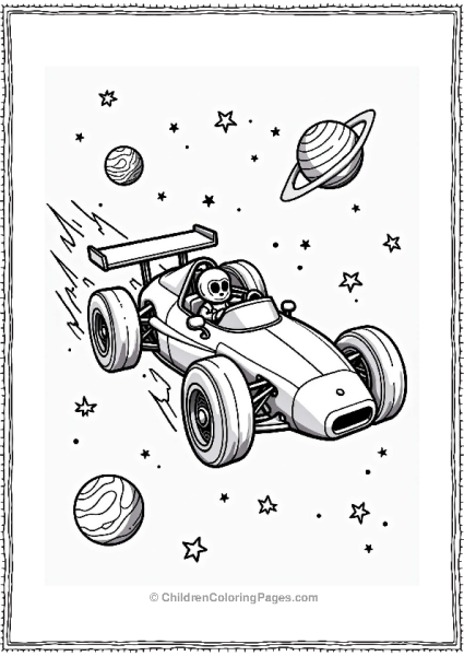Race Car In Outer Space Free PDF Printable
