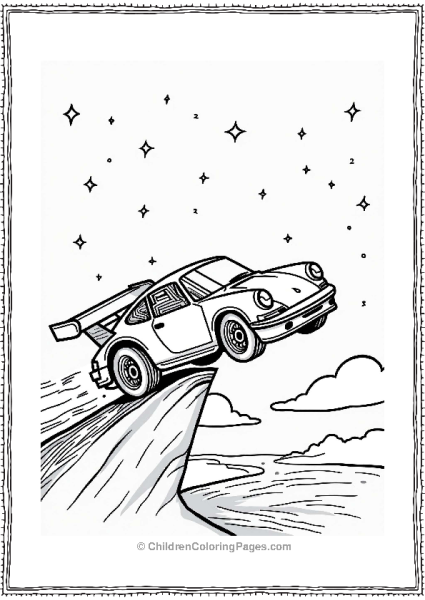 Race Car Jumping Under Stars Free PDF Printable