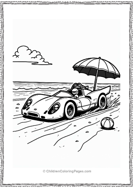 Race Car On A Beach Free PDF Printable