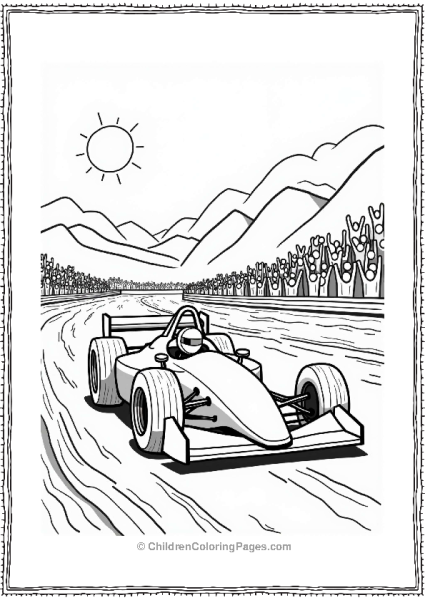 Race Car On A Dirt Track Free PDF Printable