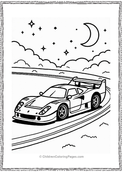 Race Car On A Nighttime Circuit Free PDF Printable