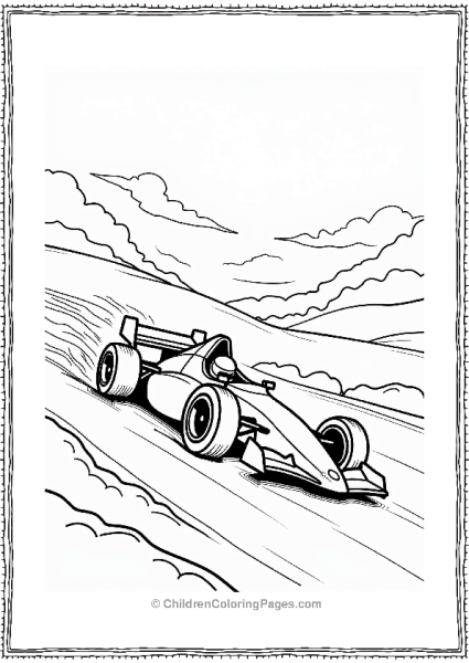 Race Car Speeding Down A Hill Free PDF Printable
