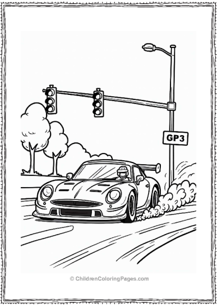 Race Car Taking A Sharp Turn Free PDF Printable
