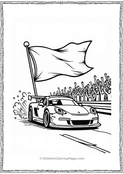 Race Car With Waving Flag Free PDF Printable