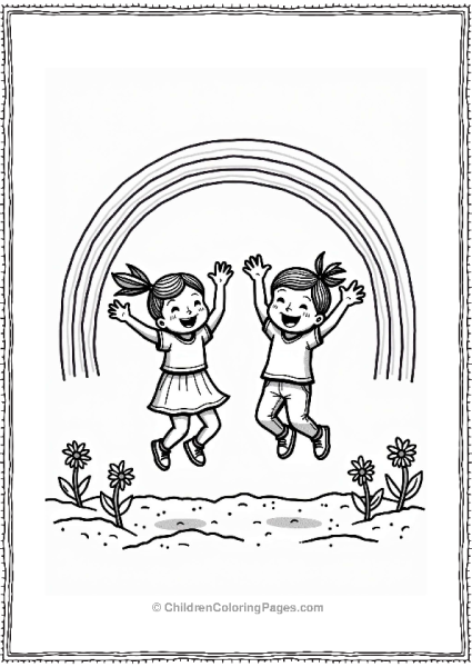 Rainbow Children Jumping For Joy Free PDF Printable