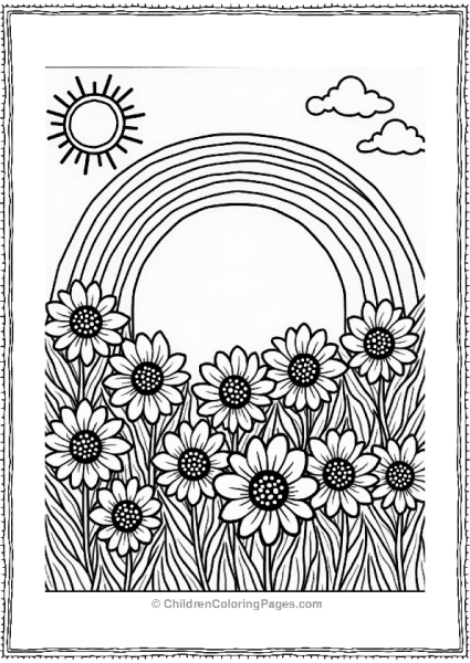 Rainbow Flower Garden Coloring Page Free PDF Printable
