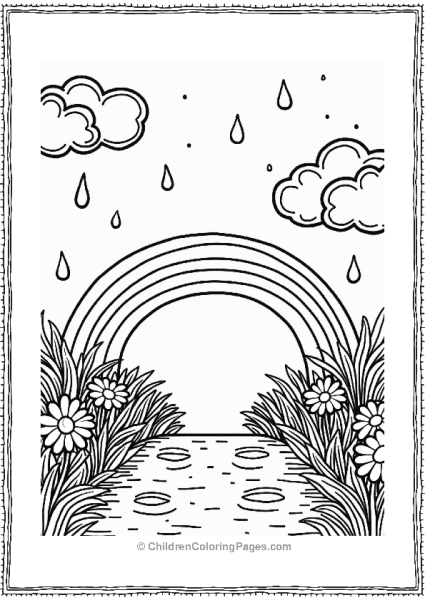 Rainbow Garden With Raindrops Free PDF Printable