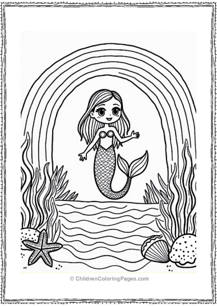 Rainbow Mermaid Under A Colorful Rainbow Free PDF Printable