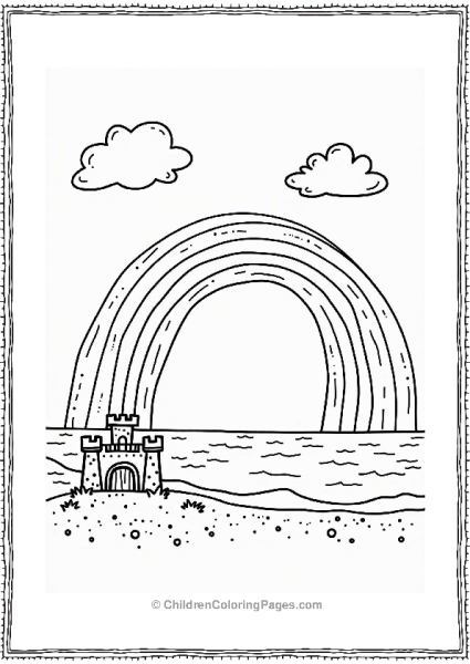 Rainbow Over Beach With Sandcastle Free PDF Printable