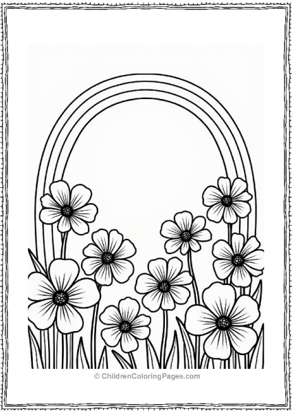 Rainbow Over Flower Field Free PDF Printable