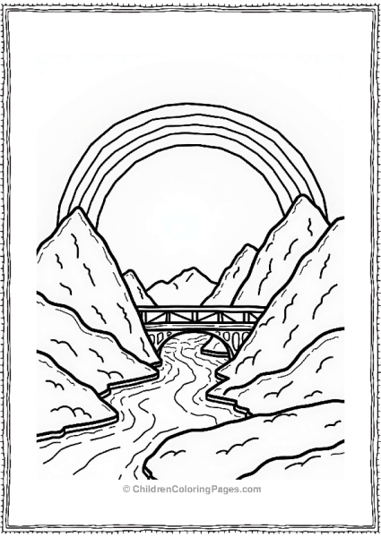 Rainbow Over Mountains With Bridge Free PDF Printable