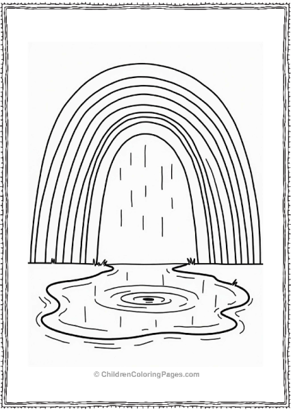 Rainbow Over Puddle With Raindrops Free PDF Printable